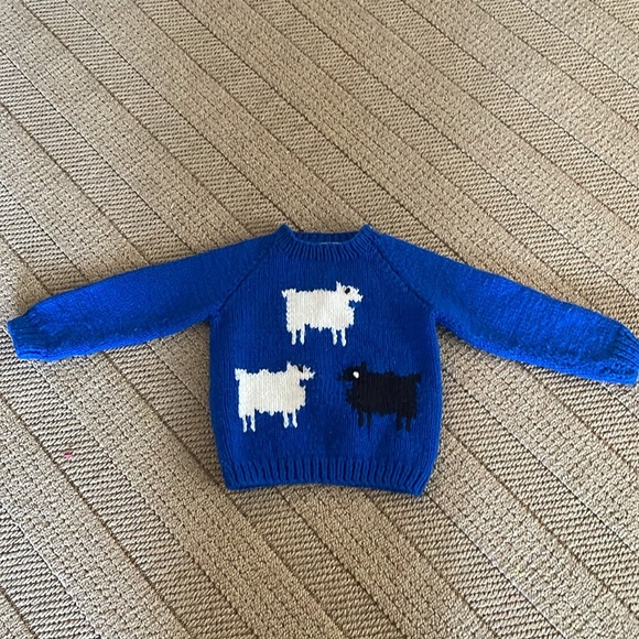 Lot of 3 vintage kids’ sweaters. 2 handknit, one Irene Clayeux. - Picture 4 of 4